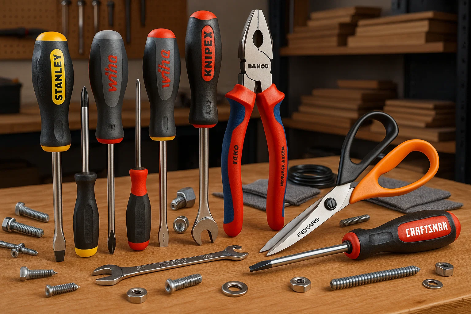 پیچگوشتی، آچار، انبر و قیچی دستی